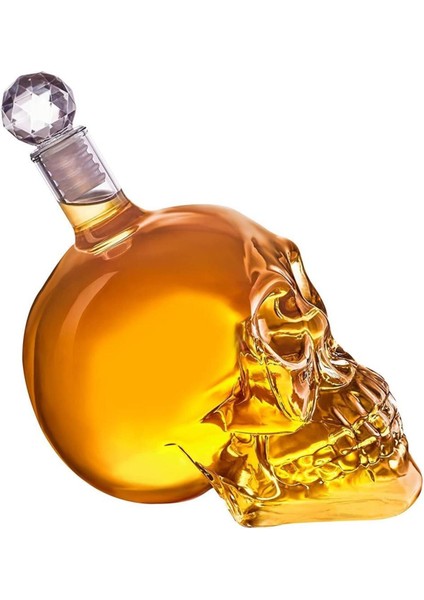 Elite Crystal Head Kuru Kafa Cam Şişe Viski Likör Hediyelik Sürahi 1 Litre 1 Adet
