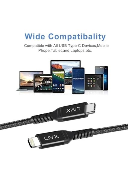 Safe 27W Type C To Lightning 2 Metre Örgülü iPhone Hızlı Şarj Kablosu Ylt-02