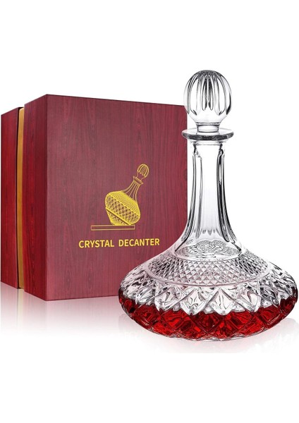 Elite Şarap/viski Dekanteri, 1500 ml Tıpalı Kristal Oyma Tasarım 1 Adet