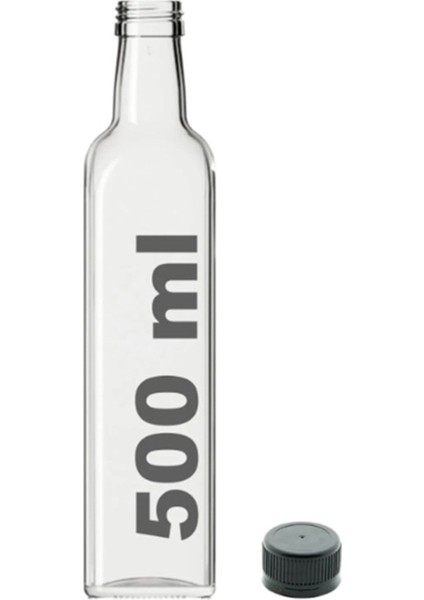 Elite Çok Amaçlı Şeffaf Cam Kare Maraska Şişe 500 ml - Sızdırmaz Kapaklı 1 Adet