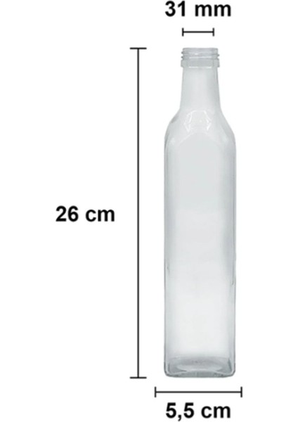 Elite Çok Amaçlı Şeffaf Cam Kare Maraska Şişe 500 ml - Sızdırmaz Kapaklı 1 Adet