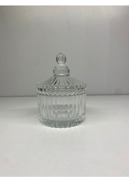 Elite Minik Çizgili Kristal Cam Şekerlik,reçellik,çikolatalık,lokumluk 1 Adet