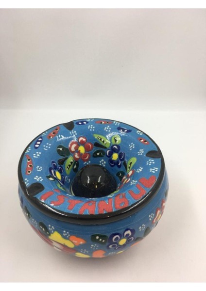 Elite Art Kapaklı Seramik 12CM Renkli Kapaklı Renkli Rüzgar Küllük 1 Adet