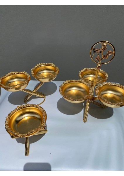 Elite Lux Çerezlik-Şekerlik-Sunumluk Takımı Gold Renk Çok Çiçekli Model 1 Adet fiyatları