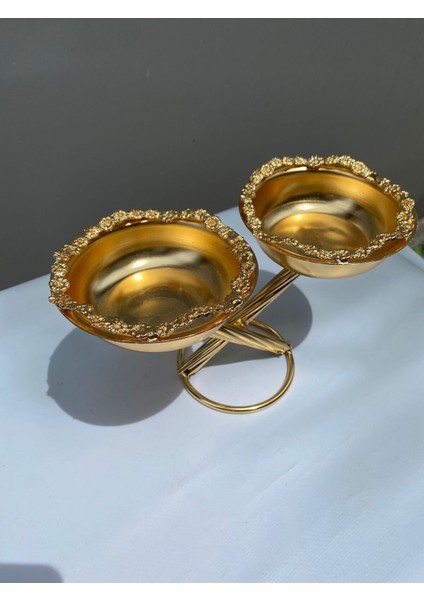 Elite Lux Çerezlik-Şekerlik-Sunumluk Takımı Gold Renk Çok Çiçekli Model 1 Adet indirimleri