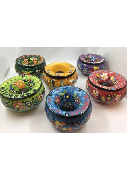 Elite Art Kapaklı Seramik 12CM Renkli Kapaklı Renkli Rüzgar Küllük 1 Adet modelleri
