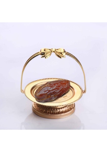 Elite Kahve Yanı Sunumluk Lokumluk Gold Renk Fiyonk Detaylı 1 Adet