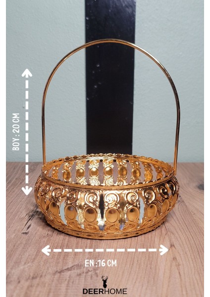 Elite 20 x 16 cm Metal Gold Şehzade Şekerlik Büyük Boy 1 Adet
