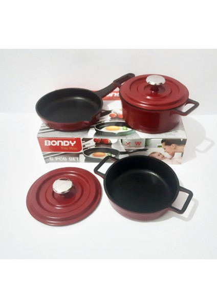 Tencere Tava 14 cm 5 Parça Döküm Mini Tencere Tava Set modelleri
