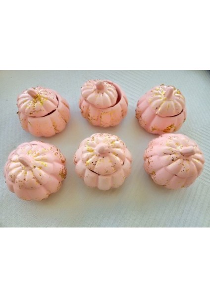 Elite Kahve Yanı Bal Kabağı Lokumluk – Simli Pembe Renkli - Mini Kapaklı Sunumluk Şekerlik - 6 Adet 1 Adet