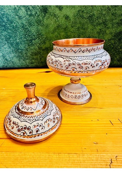 Elite Bakır El Yapımı Ayaklı Salon Şekerliği & Sunumluk 20CM 1 Adet