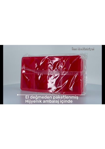 Elite Silikon Çok Amaçlı Büyük Boy Xxl 8 Bölmeli Küp Buz Kalıbı, Kapaklı, Kırmızı 1 Adet