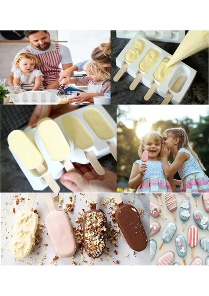 Elite Magnum Dondurma Kalıbı 4'lü Büyük Boy Pratik Magnum Silikon Dondurma Kalıbı 1 Adet