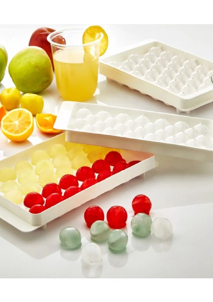 Elite 2 Adet Plastik Kapaklı 33'lü Küre Buz Kalıbı Yuvarlak Içecek Buz Kalıbı Sunum Buz Kalıbı 300ML 1 Adet