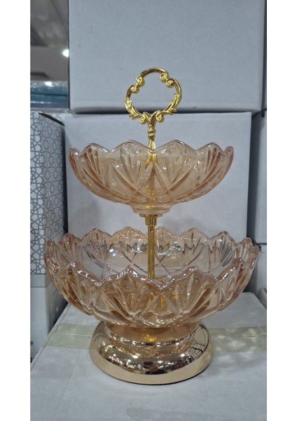 Elite Glass Cam Rose Şekerlik Iki Katlı 1 Adet fiyatları