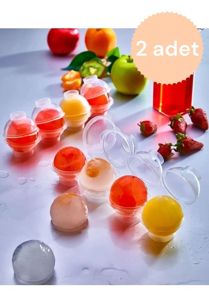 Elite Kapaklı Yuvarlak Buz Kalıbı - 4 Bölmeli Küre Buz Kalıbı (2 Adet ) 1 Adet