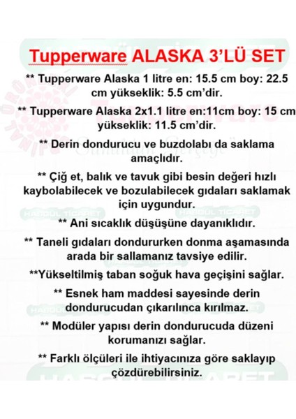 Elite Alaska Set ( 1.1 Lt-1 Lt ) Buzluk Saklama Kabı Hsgl 1 Adet