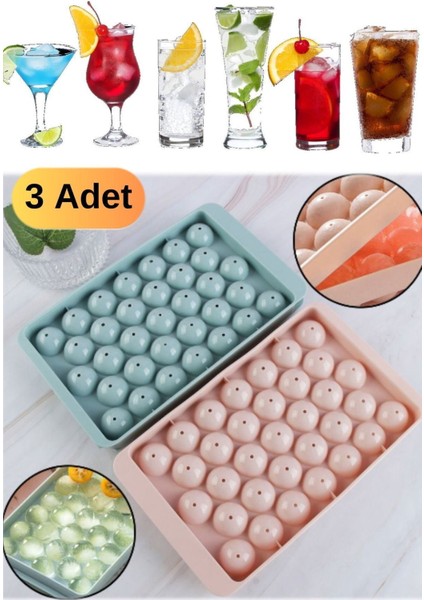 Elite 3 Adet 33 Izgara Yuvarlak Buz Küpü Tepsisi Plastik Elmas Buz Küpü Kalıbı Buzdolabı Küresel Kalıbı 1 Adet fiyatları
