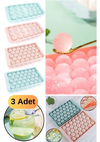 Elite 3 Adet 33 Izgara Yuvarlak Buz Küpü Tepsisi Plastik Elmas Buz Küpü Kalıbı Buzdolabı Küresel Kalıbı 1 Adet modelleri