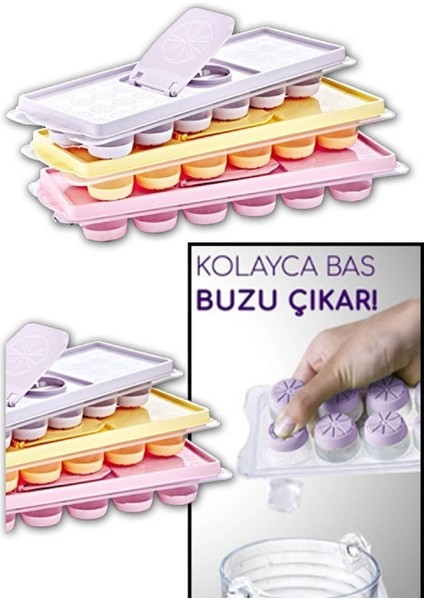 Elite 12 Bölmeli Silikon Buz Kalıbı 3 Adet 1 Adet