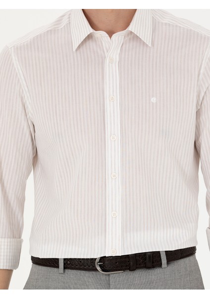 Erkek Bej Slim Fit Uzun Kollu Gömlek 50265464-VR011
