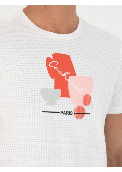 Erkek Beyaz Slim Fit Bisiklet Yaka T-Shirt 50265875-VR013
