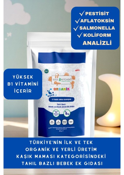 3 Tahıllı Gece Maması Tahıl Bazlı Bebek Ek Gıdası 250gr (B1 VİTAMİNLİ)