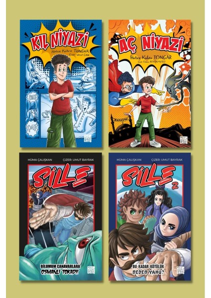 Aile Çizgi Roman 4 Lü Set / Sille-Sille-2-Kıl Niyazi-Aç Niyazi / Hatice Kübra Tongar - Hüma Çalışkan