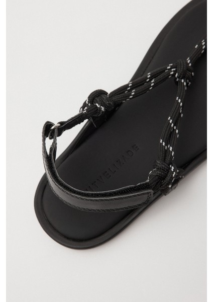 Sandalet 2502 - Düğümlü Parmak Arası Halat Siyah Kadın Sandalet fiyatları