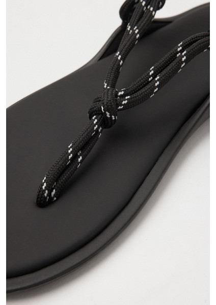 Sandalet 2502 - Düğümlü Parmak Arası Halat Siyah Kadın Sandalet modelleri