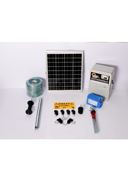 Elektrikli Çit (12A Lifepo Set-3, Set-4) Domuz Ayı Kovucu 25 Watt Panel 500MT Örgü 100 Ad. Seçeceğiniz Izolatör