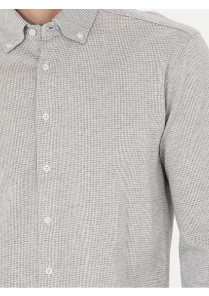 Erkek Gri Slim Fit Uzun Kollu Gömlek 50255655-VR024