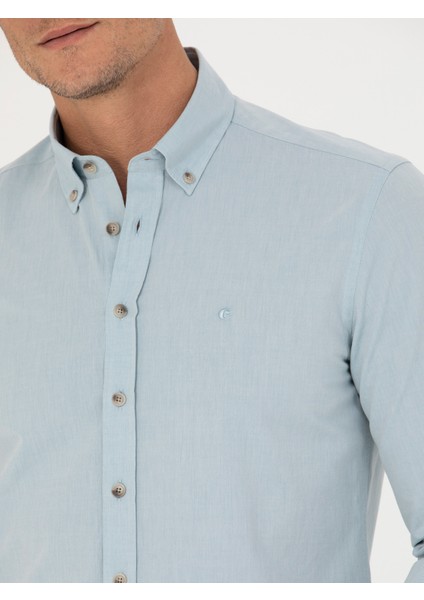 Erkek Açık Mavi Slim Fit Uzun Kollu Gömlek 50265476-VR003