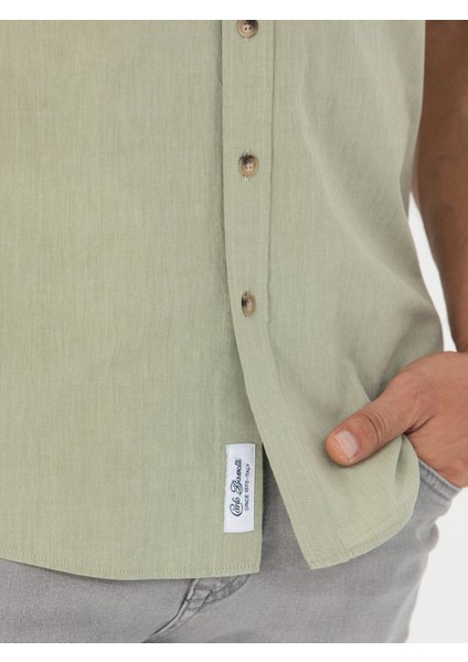 Erkek Haki Slim Fit Uzun Kollu Gömlek 50265476-VR027