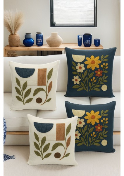 Çift Tarafı Dijital Baskılı 4'lü Kırlent Kılıfı Seti (Panç /punch Nakış Desen Görünümlü) fiyatları