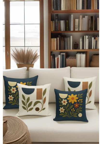 Çift Tarafı Dijital Baskılı 4'lü Kırlent Kılıfı Seti (Panç /punch Nakış Desen Görünümlü) modelleri