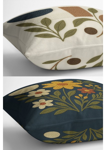 Çift Tarafı Dijital Baskılı 4'lü Kırlent Kılıfı Seti (Panç /punch Nakış Desen Görünümlü)