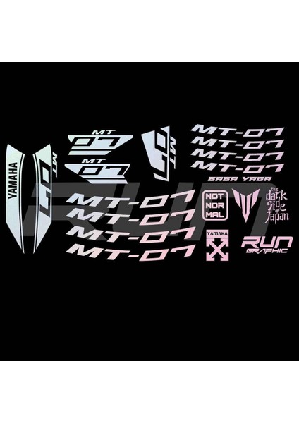 Yamaha mt 07 Uyumlu Hologram Sticker Set Jant Içi Yazılı