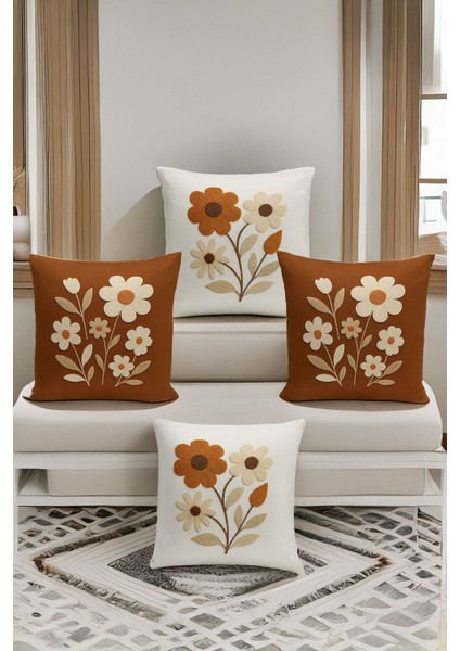 Çift Tarafı Dijital Baskılı 4'lü Kırlent Kılıfı Seti (Panç /punch Nakış Desen Görünümlü) modelleri