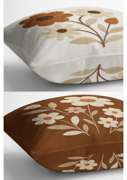 Çift Tarafı Dijital Baskılı 4'lü Kırlent Kılıfı Seti (Panç /punch Nakış Desen Görünümlü)