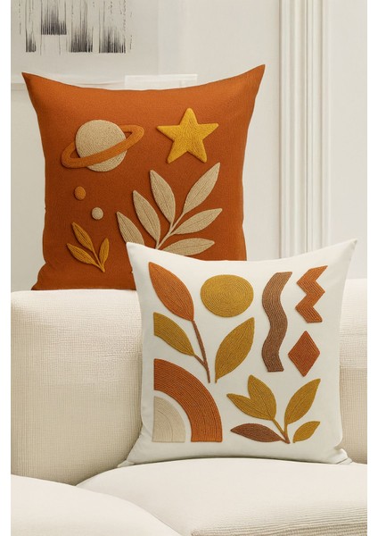 Çift Tarafı Dijital Baskılı 4'lü Kırlent Kılıfı Seti (Panç /punch Nakış Desen Görünümlü)