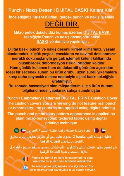Çift Tarafı Dijital Baskılı 4'lü Kırlent Kılıfı Seti (Panç /punch Nakış Desen Görünümlü)