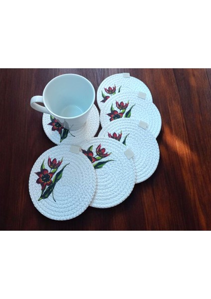 Elite Pamuk Ip 6'lı Bardak Altlığı 13 cm Çay, Fincan, Kupa, Mum Altlığı El Yapımı Dekoratif Doğal Naturel 1 Adet fiyatları