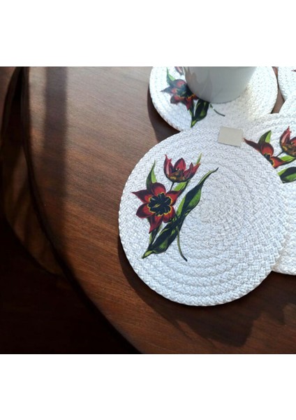 Elite Pamuk Ip 6'lı Bardak Altlığı 13 cm Çay, Fincan, Kupa, Mum Altlığı El Yapımı Dekoratif Doğal Naturel 1 Adet modelleri