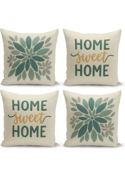 Çift Tarafı Dijital Baskılı 4'lü Kırlent Kılıfı Seti (Panç /punch Nakış Desen Görünümlü)