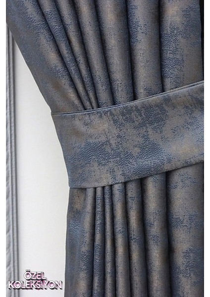 Fon Perde Royal Desen, Yeni Sezon, Pileli, Kırışmaz, Lacivert, Özel Koleksiyon (Tek Kanat)