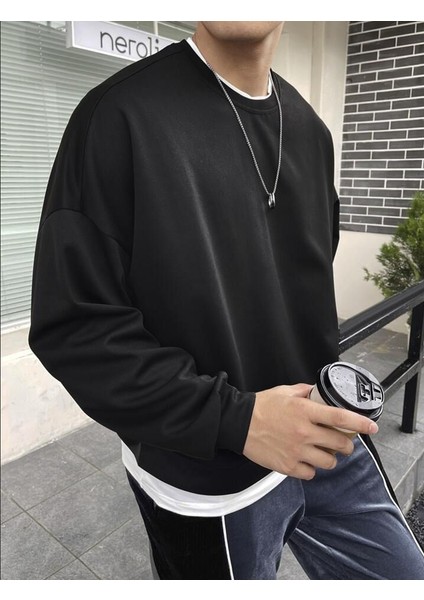 Unisex Siyah 3 Iplik Şardonlu Pamuklu Sweatshirt fırsatları