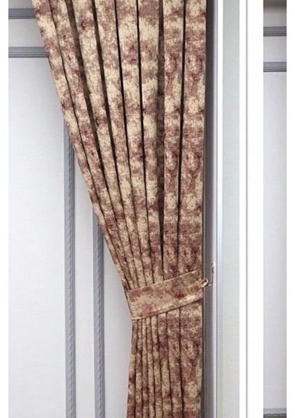 Fon Perde Royal Desen, Yeni Sezon, Pileli, Kırışmaz, Sarı Kırmızı, Özel Koleksiyon (Tek Kanat) modelleri