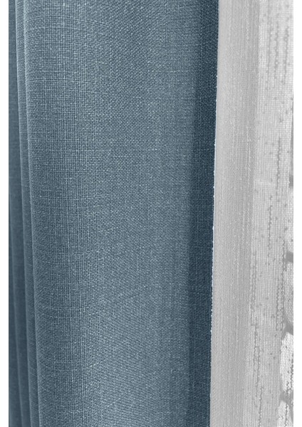 Nova Keten Fon Perde - Soğuk Mavi (Pilesiz), Yeni Sezon - Tüm Odalara Uygun (Tek Kanat) fiyatları