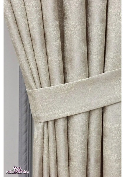 Fon Perde Royal Desen, Yeni Sezon, Pileli, Kırışmaz, Bej, Özel Koleksiyon (Tek Kanat)